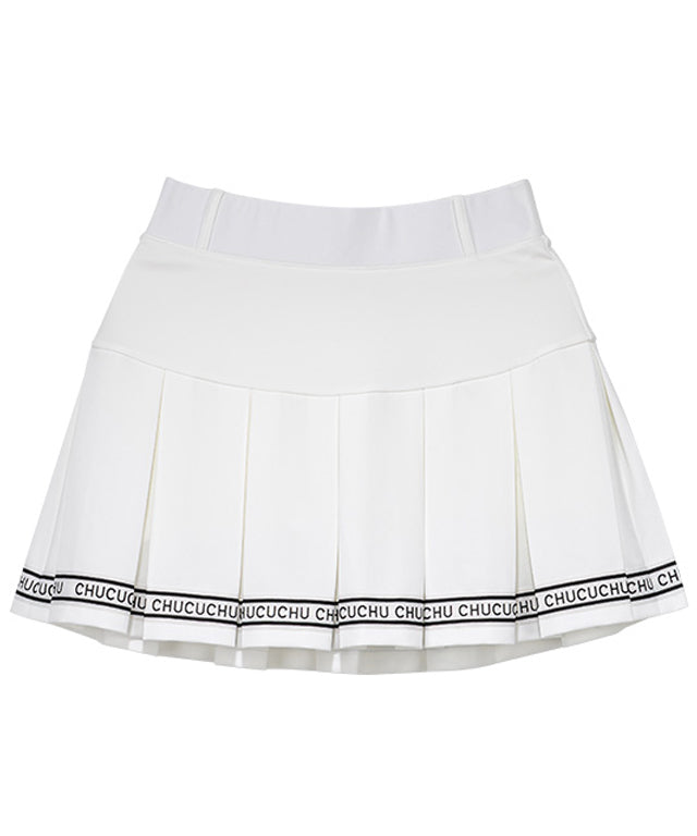 Logo Color Pleats Skirt [WHITE]