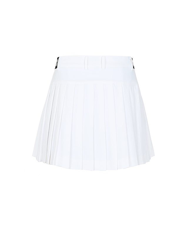 Lenucu Logo Banding Pleated Skirt White Sokim