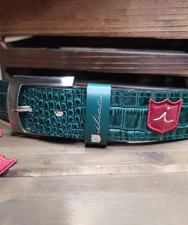 GREEN HANDMDE GENUINE ALLIGATOR CROCODILE SKIN LEATHER BELT BUCKLE