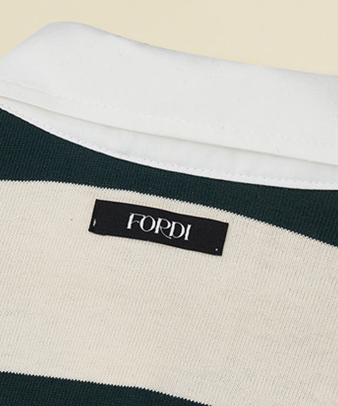 FORDI Stripe Collar T-Shirt - Forest Green