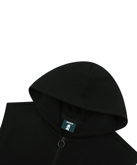 AVEN Hooded Zip-Up Vest - Black