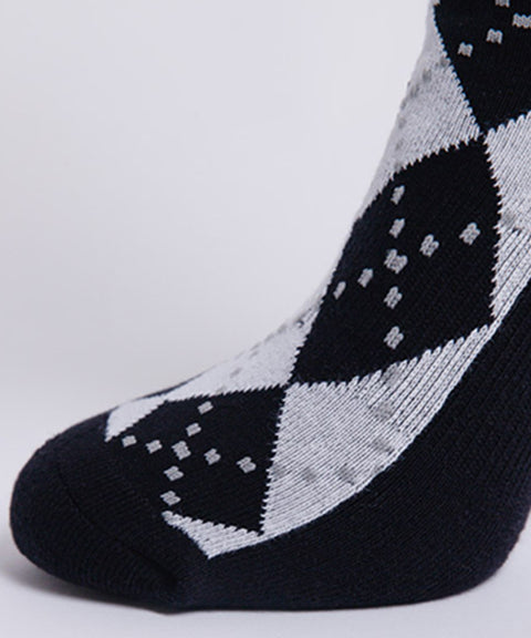 CREVE NINE: Argyle Middle Socks - White