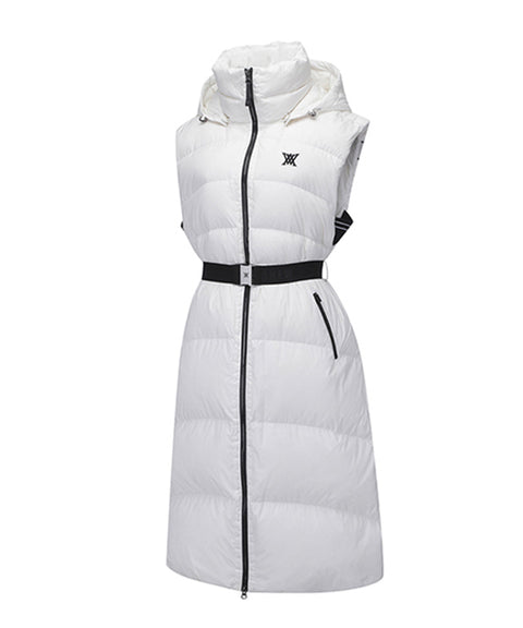 ANEW Golf: Women Long Length Down Vest - Ivory