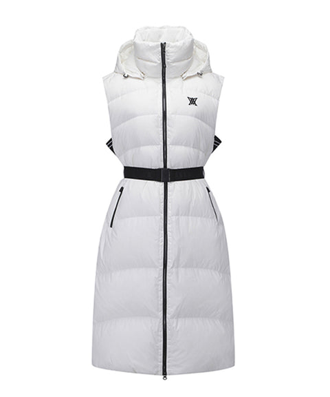 ANEW Golf: Women Long Length Down Vest - Ivory