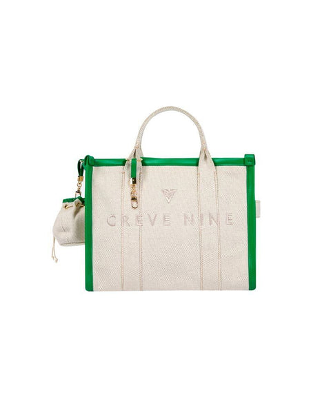 CREVE NINE:  Travel Canvas Tote Bag - Green