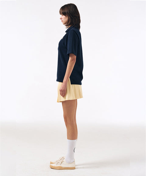 LENUCU Button Collar Big T-Shirt - Navy