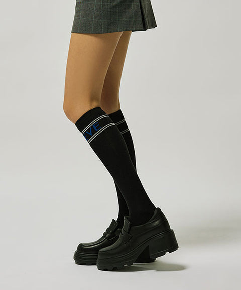 CREVE NINE: Double Stripe Knee Socks - 2 Colors