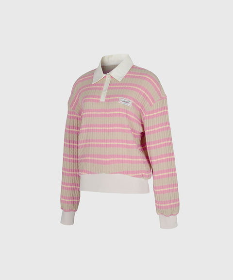 KANDINI  Blossom Striped Collar Knit - Pink