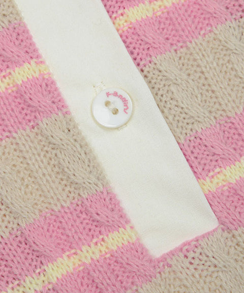 KANDINI  Blossom Striped Collar Knit - Pink