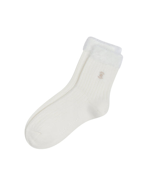 WideAngle: Co Long Fur Wool Socks L - Off-White