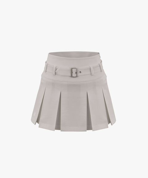 [Sample Sale] FAIRLIAR Belted Pleated Skirt - Beige