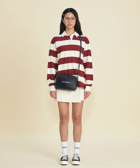 FORDI Stripe Collar T-Shirt - Wine