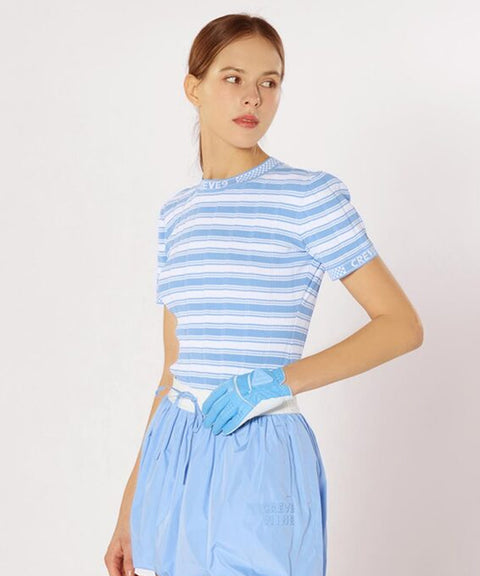 CREVE NINE: Striped Rib Knit - Sky Blue