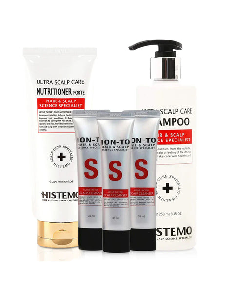 Scalp Care & Hair Loss Prevention Kit w Scalp Detox Cleanser, Shampoo, Conditioner | Oily, Itchy Scalp, Dry Flakes | Promote Hair Growth w Biotin | Prevent Hair Loss | Men & Women | Histemo