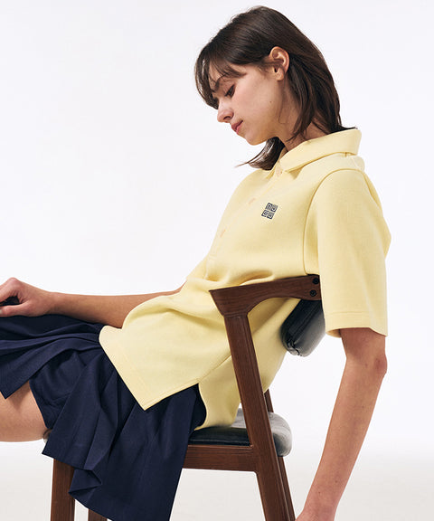 LENUCU Button Collar Big T-shirt - Lemon