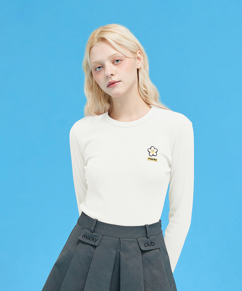 MACKY Golf: Daisy Patch Slim T-Shirt - White