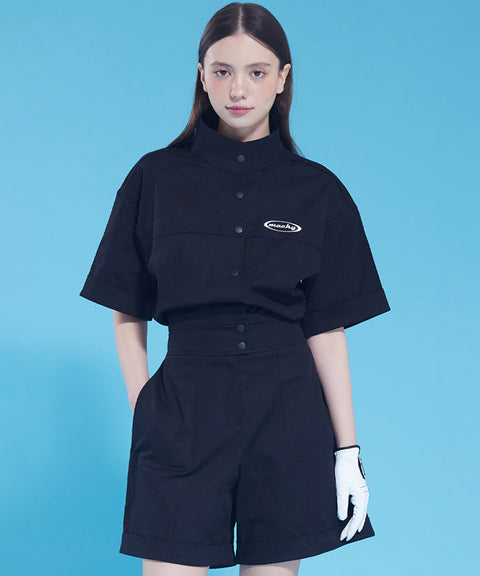 MACKY Golf: Hole In Half Neck Jumpsuit - Black