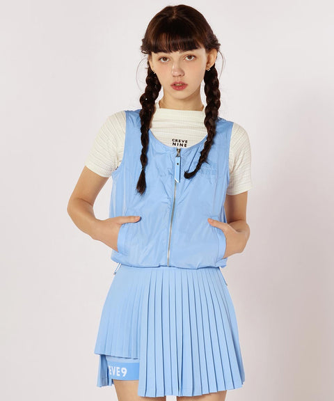 CREVE NINE: Jersey Mix Woven Vest - Sky Blue