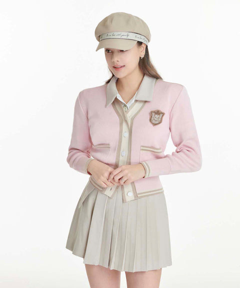 Q.C PLAY: Two-Tone Patch V-Neck Pocket Cardigan - 4 colors