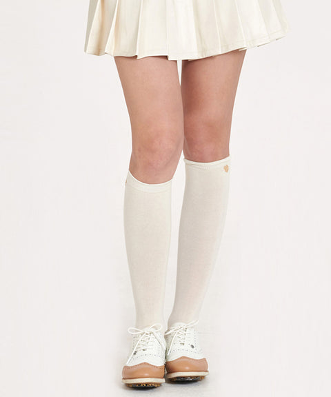 Q.C PLAY: Wool Hon Bang Heart Logo Soft Knee Socks Half Stockings - 3 Colors