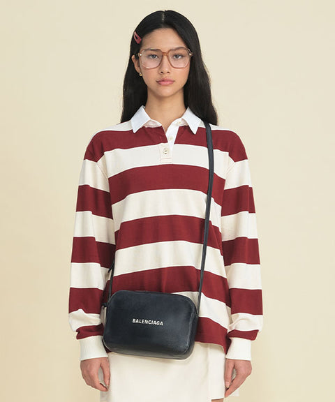 FORDI Stripe Collar T-Shirt - Wine