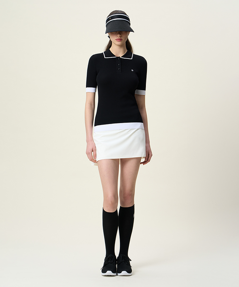 FORDI Line Collar Short Sleeve Knit - Black