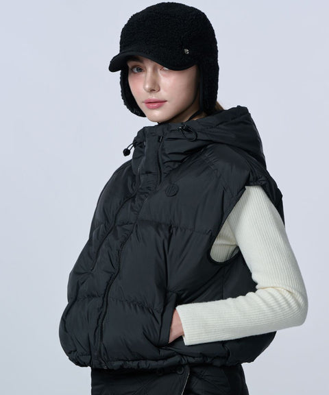 POSHERD Double Zipper Duck Down Vest - Black