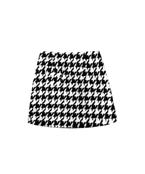 [Warehouse Sale] BENECIA 12 Fleece Houndstooth Skirt - Black