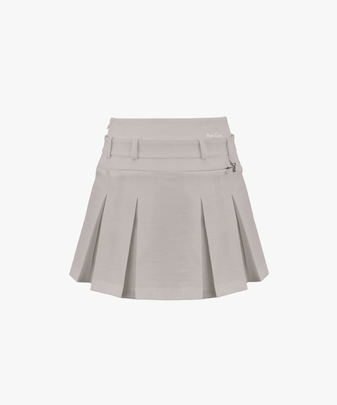 [Sample Sale] FAIRLIAR Belted Pleated Skirt - Beige