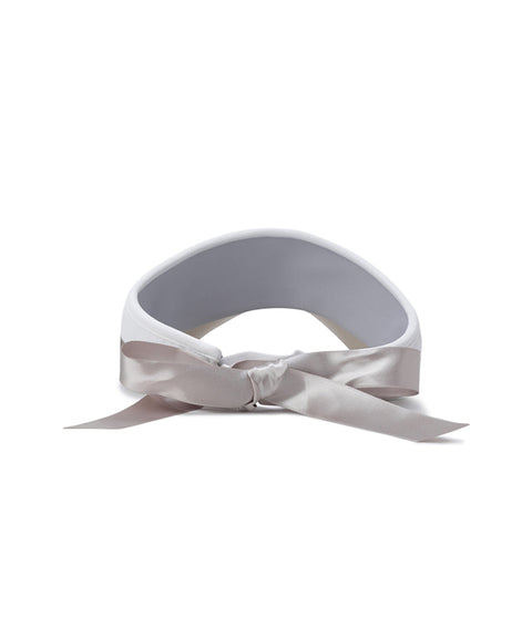 Women's Ribbon Tie High Crown Visor - White