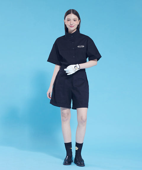 MACKY Golf: Hole In Half Neck Jumpsuit - Black