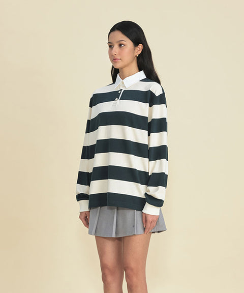 FORDI Stripe Collar T-Shirt - Forest Green