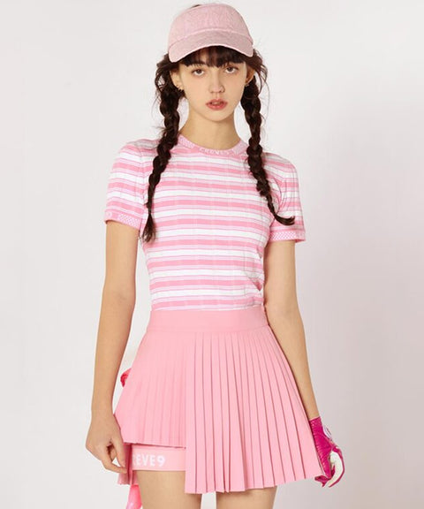 CREVE NINE: Two-Tone Ribbed Swing Pleats - Light Pink