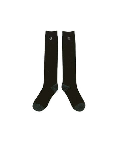 Q.C PLAY: Wool Hon Bang Heart Logo Soft Knee Socks Half Stockings - 3 Colors