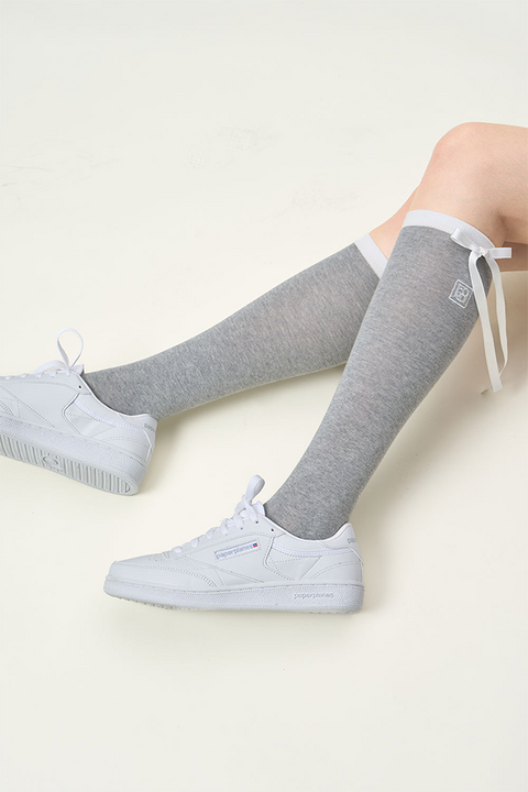 FORDI Ribbon Knee Socks - Gray