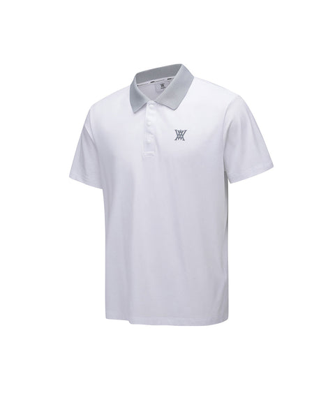 Men Collar Point Short T-Shirt - White