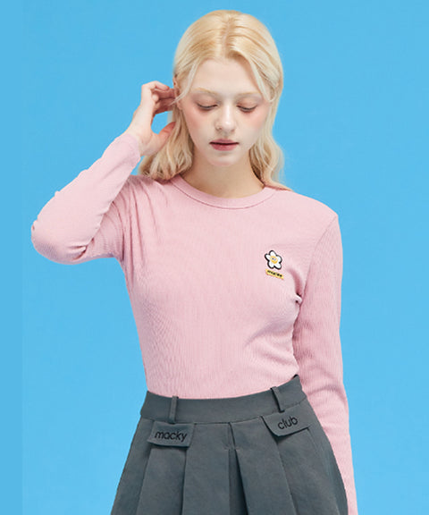 MACKY Golf: Daisy Patch Slim T-Shirt - Pink