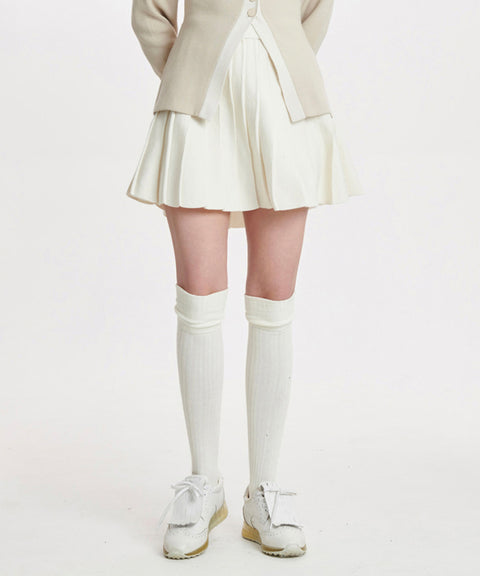 [Sample Sale] Q.C PLAY: Cute Pleated Knit Banding Skirt - Cream