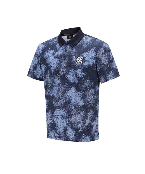 Men Sprinkled Pattern Short T-Shirt - Navy