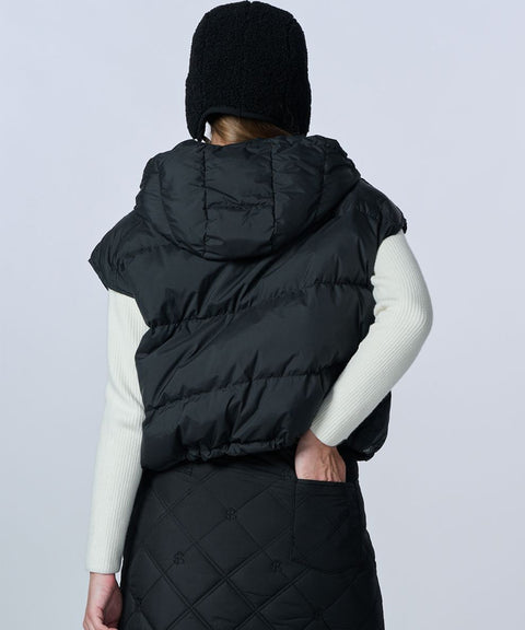 POSHERD Double Zipper Duck Down Vest - Black