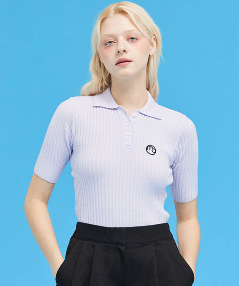 MACKY Golf: Slim Button Knit - Purple