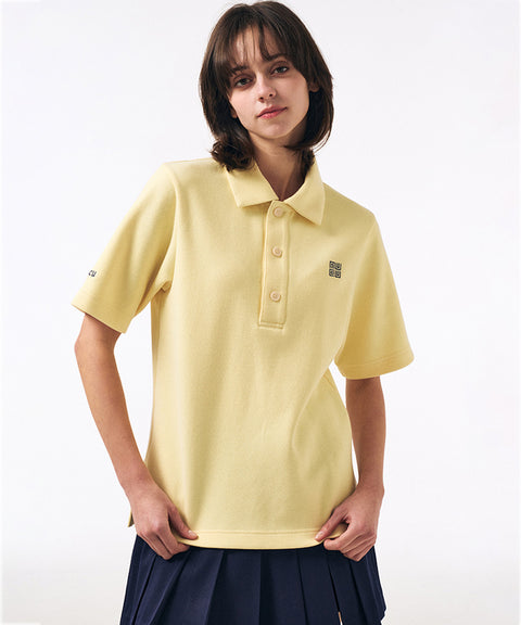 LENUCU Button Collar Big T-shirt - Lemon