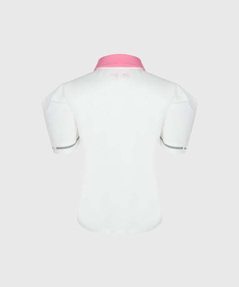 KANDINI Color Round Polo Shirts With Puff Sleeve - Pink