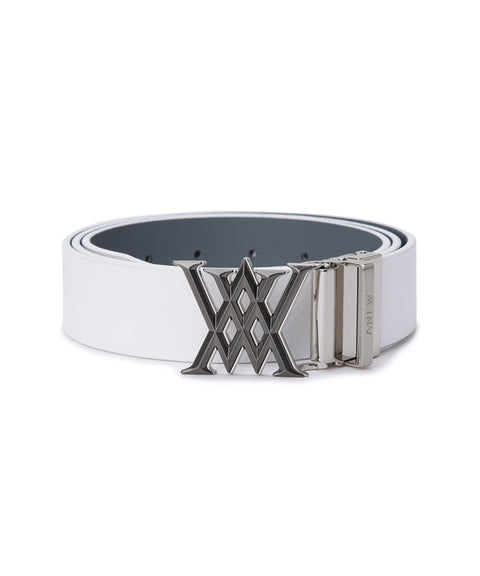 Men's Logo Point Reversible Belt - White