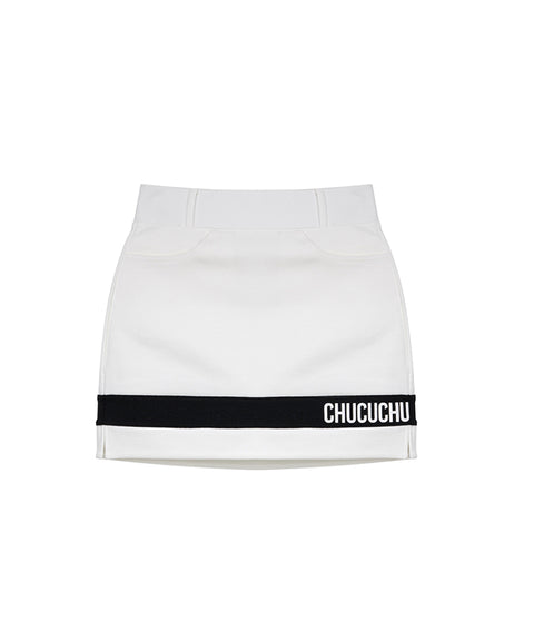 CHUCUCHU Logo H Skirt - White