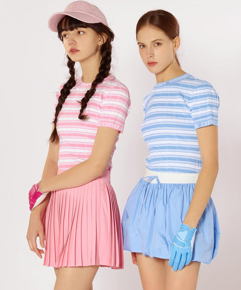 CREVE NINE: Striped Rib Knit - Light Pink