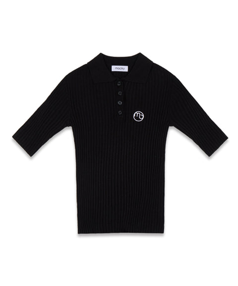 MACKY Golf: Slim Button Knit - Black