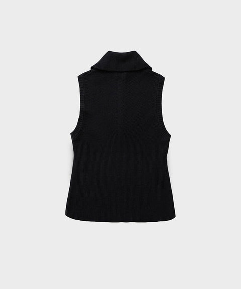 Anell Golf Classic Collar Knit Vest - Black