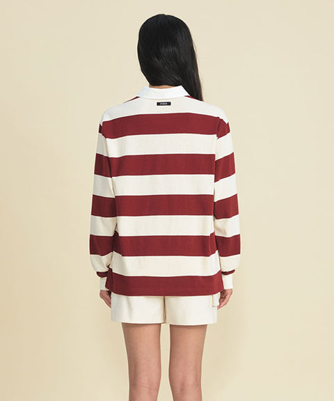 FORDI Stripe Collar T-Shirt - Wine