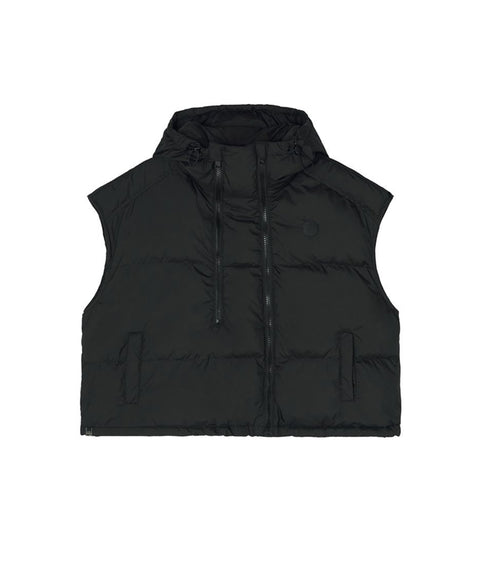 POSHERD Double Zipper Duck Down Vest - Black